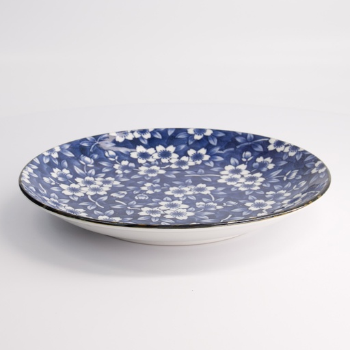 [22633] Tokyo Blue Sakura Round Plate 25x3.3cm 40-230404 HB-25 6/36