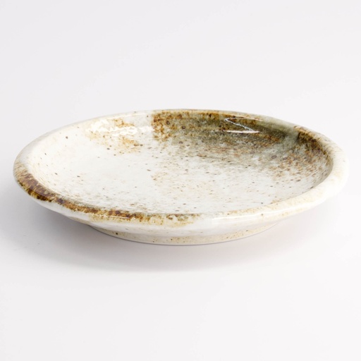 [21612] Yukishino Round Plate 14x2.2cm Br/Wh 21612 6/72