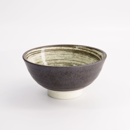 [21630] Asashio Bowl Rim 16x7.5cm 600ml Bk/Wh 21630 6/48