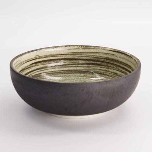 [21636] Asashio Tayo Bowl 19.7x7cm 1200ml Bk/Wh 21636 3/24