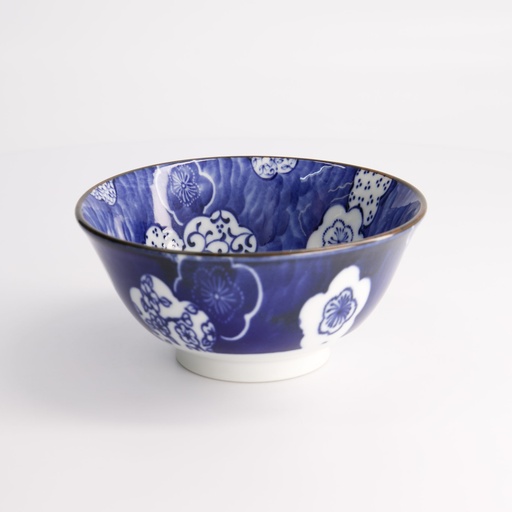 [21652] Mino Blue Mixed Bowls Tayo Bowl 15x7cm Ume 21652 6/48