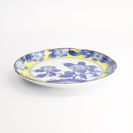 [21731] Tsubaki Plate 21.6x2.5cm Yellow/Blue 21731 6/36