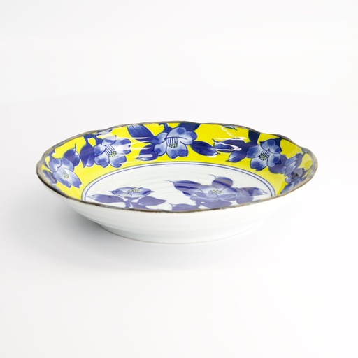 [21738] Tsubaki Plate 22x4cm Yellow/Blue 21738 6/36