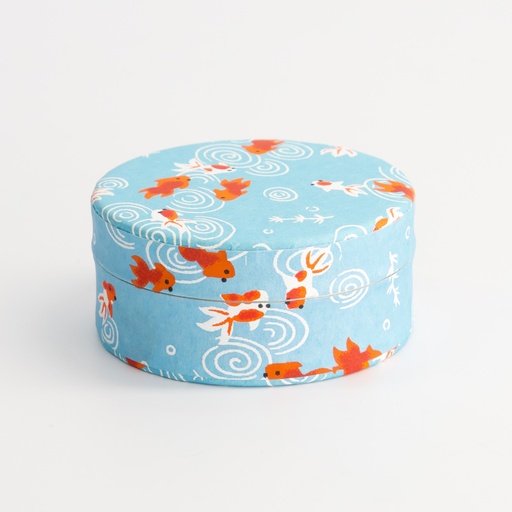 [21751] Matcha with Gold Fish Tea Container 7.5x3.3cm 30g Light Blue 21751 1/72