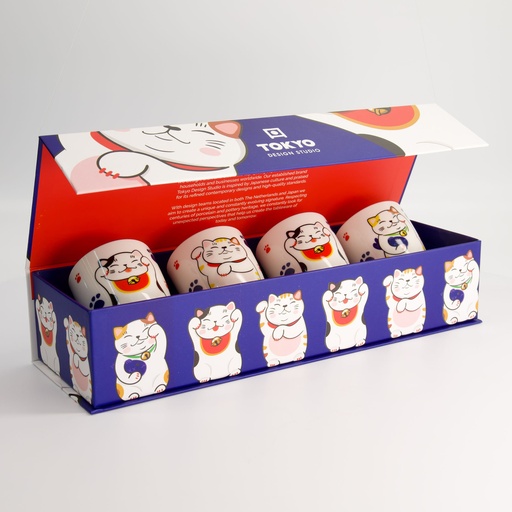 [21774] Kawaii Lucky Cat Cup Giftset 4pcs 7x8cm 170ML 21774 1/12