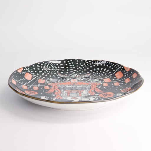 [21786] Asakusa Round Plate 25x3cm Matsuri  21786 4/24