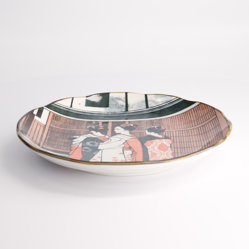 [21788] Asakusa Round Plate 25x3cm Geisha 21788 4/24