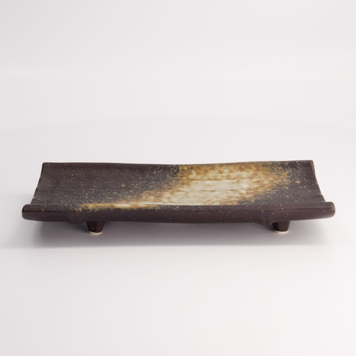 [21831] Large Plate 24.7x12.2x3.2cm Brown Black E565-P-10004  4/24