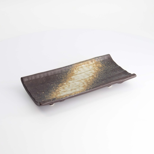 [21831] Large Plate 24.7x12.2x3.2cm Brown Black E565-P-10004  4/24