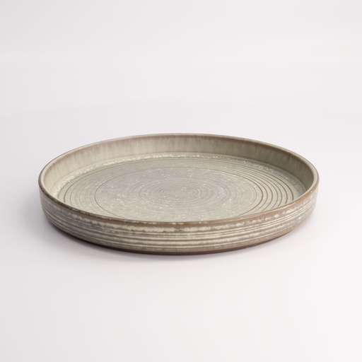 [21835] Gold Sand Round Plate with Rim 23x3cmh E764-P-10196