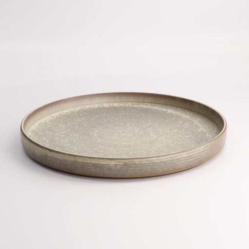 [21836] Gold Sand Round Plate with Rim 26.5x3cmh E764-P-10196