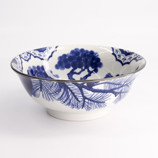 [21892] Wa Mixed Bowls Ramen Pine 20.5x8cm Blue/White KA-42 4/32