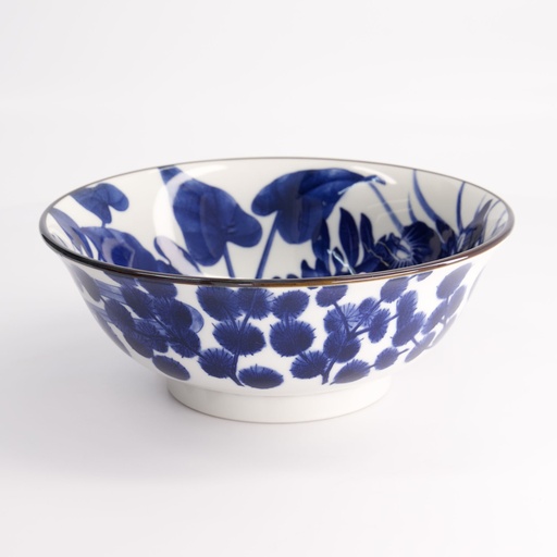 [21894] Wa Mixed Bowls Ramen Iris Turtle 20.5x8cm Blue/White KA-44 4/32
