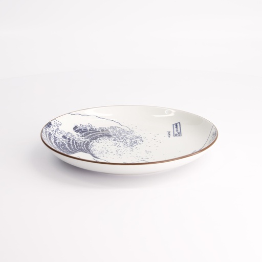 [21889] Hokusai Nami Plate 18.3cm Blue/White 21889 12/72