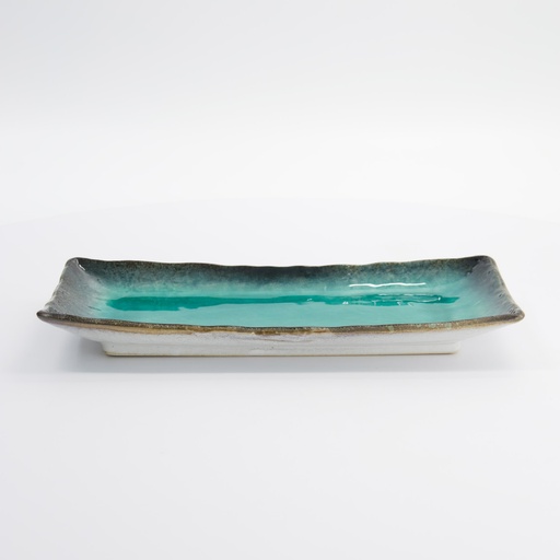 [21905] Yamasaku Rectangular Plate 29x12.8x3.7cm Turquoise 6/36