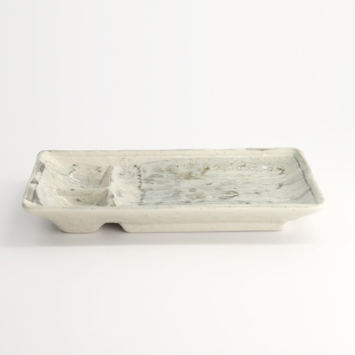 [21995] Mino Craft Divided Plate 21x13x2.5cm Light Blue/White 6/48