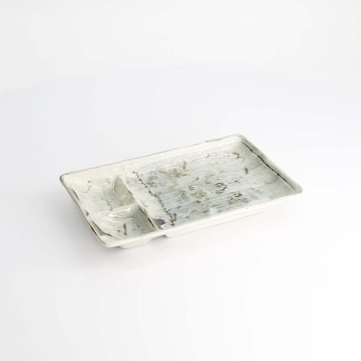 [21995] Mino Craft Divided Plate 21x13x2.5cm Light Blue/White 6/48