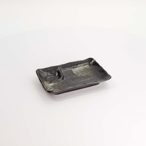 [21999] Mino Craft Divided Plate 17x11x2.5cm Black 8/64
