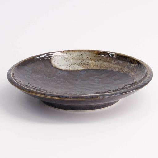 [21616] Arahake Round Plate 9.8x1.7cm Bk/Br 21616 12/192