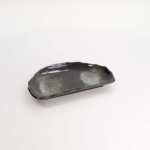 [22066] Mino Craft Plate 21x13x3.5cm Black TA-14 6/48