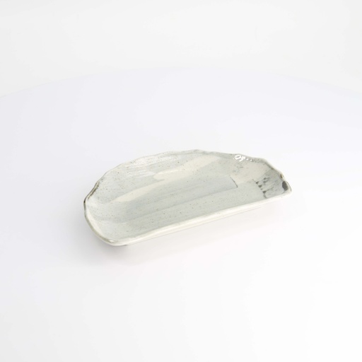 [22067] Mino Craft Plate 21x13x3.5cm Light Blue/White TA-15 6/48