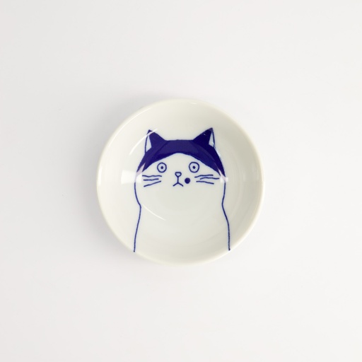 [22068] Kawaii Sauce Dish Cat Nora 9x2.7cm BL/WH TA-16 12/192