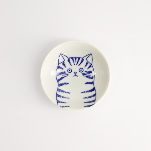 [22071] Kawaii Sauce Dish Cat Dora 9x2.7cm BL/WH TA-19 12/192