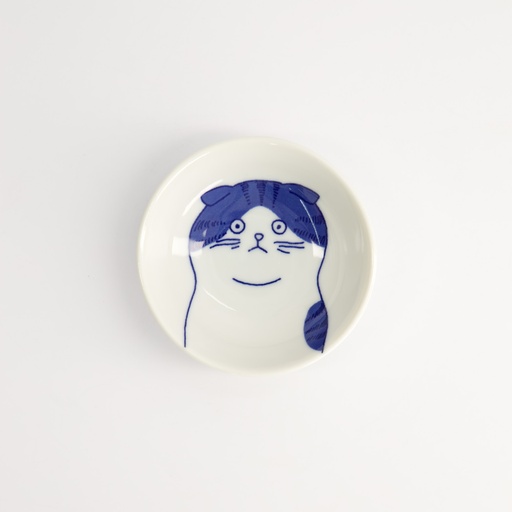 [22072] Kawaii Sauce Dish Cat Scottish 9x2.7cm BL/WH TA-20 12/192