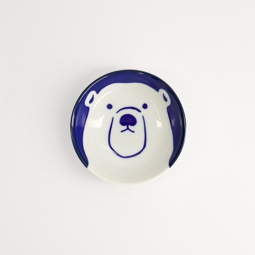 [22079] Kawaii Sauce Dish Polar Bear 9x2.7cm BL/WH TA-27 12/192