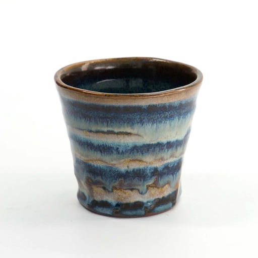 [22085] Craft Cup Green/Beige Stripe 9x9cm 300ml TA-33 6/72