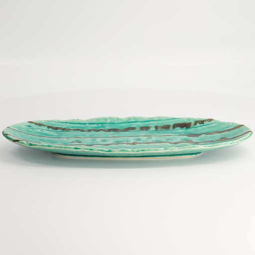 [22103] Yamasaku Oval Plate 33x13.5x2cm Ocean TA-80 6/36