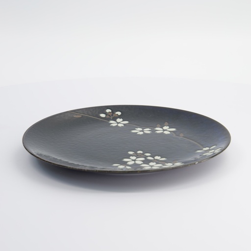 [22115] Cobalt Blue Sakura Round Plate 23.5cm 22115 4/32