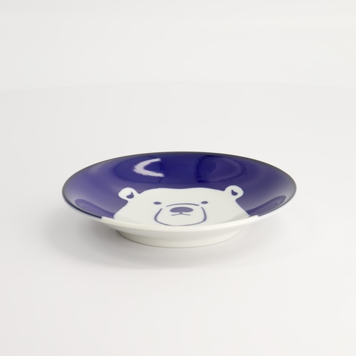 [22128] Kawaii Plate Polar Bear 13.7x2.4cm BL/WH TA-27/L 12/96