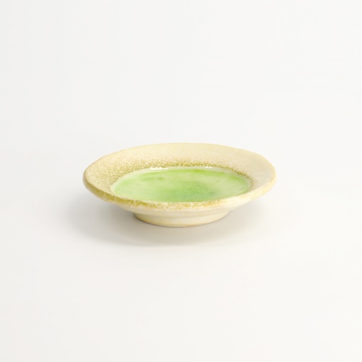 [22162] Mino Craft Round Plate 9.3x2cm Green 12/144