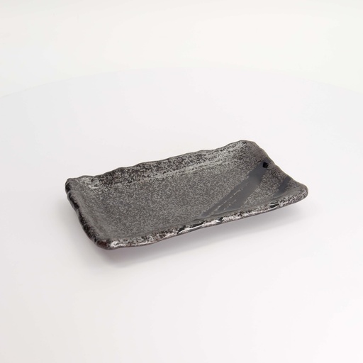 [22166] Mino Craft Rectangular Plate 22.2x13.3x2.5cm Bk/Grey 6/48