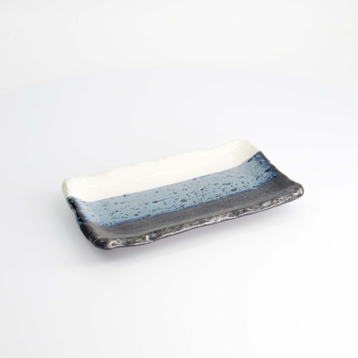 [22167] Mino Craft Rectangular Plate 22.2x13.3x2.5cm Bk/Bl/Wh 6/48