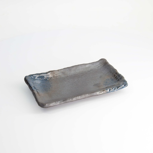 [22168] Mino Craft Rectangular Plate 22.2x13.3x2.5cm Grey/Blue 6/48