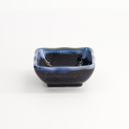 [22170] Mino Craft Sauce Dish 7.6x7.8x3.2cm Bk/Bl  12/144