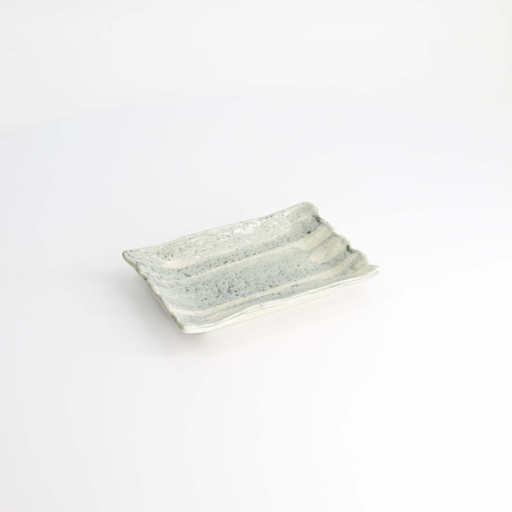 [22232] Mino Craft Plate 15.5x11x2.5cm Light Blue/White KA-54 12/96