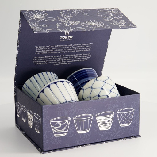[22242] Cup Giftset 4pcs 8.3x6.5cm 180ml Blue/White 22242 1/6