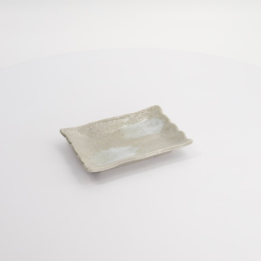 [22243] Mino Craft Plate 15.5x11x2.5cm White Ash KA-56 12/96