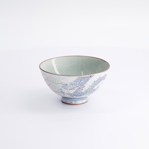 [22253] Kawaii Rice Bowl Luster Dragon 11.5x6cm 300ml Blue 5/120