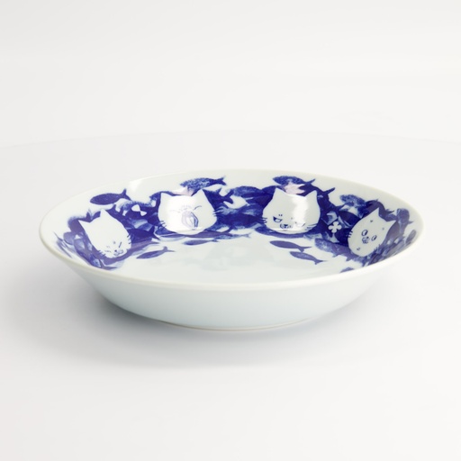 [22293] Neko Maruke Cat Shallow Bowl 20.7x3.8cm 35003051 6/36