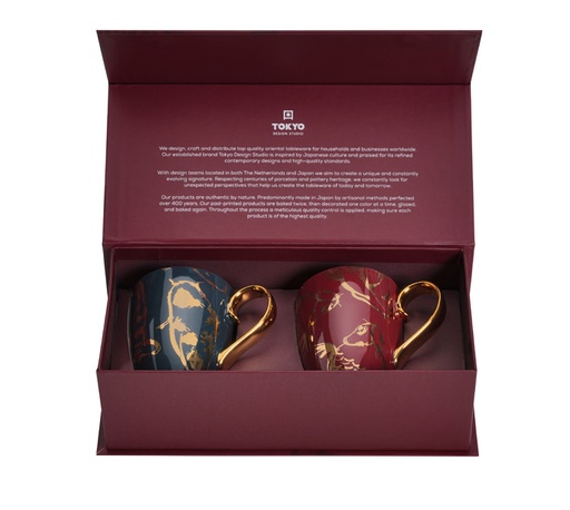 [17610] Carp & Goldfish Mug Set 2pcs Petrol & Bordeaux 8.5x10.2cm 380ml 17610 1/12