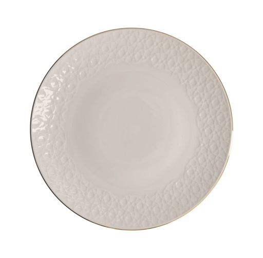 [16416] Nippon White Gold Rim Coupe Plate 25.5cm Stripe 6/48