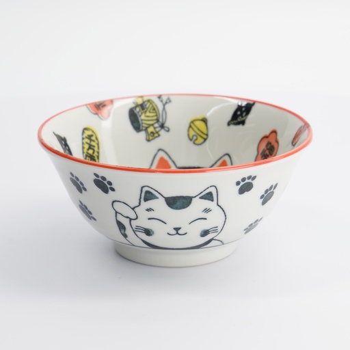 [33009] Kawaii Lucky Cat Neko Bowl Red 15x7cm 500ml 33009 6/48