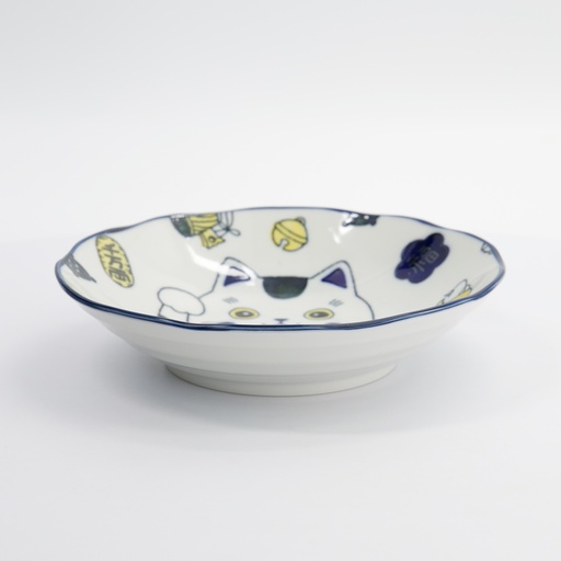 [33012] Kawaii Lucky Cat Neko Pasta Plate Blue 21x5cm 4/32