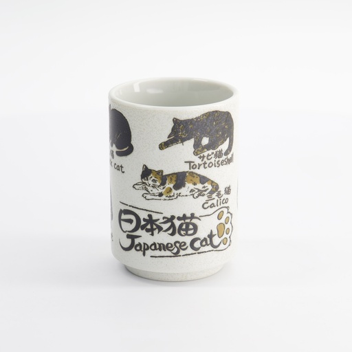 [33015] Cup Emboss Japanese Cats 7.2cmx10.2cm 260ml C3-28 6/60