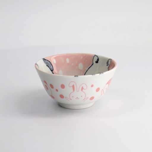 [33018] Kawaii Animals Rice Bowl Pink 12x6.4cm 300ml 000856 6/72