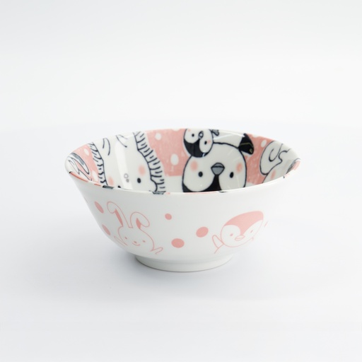 [33019] Kawaii Animals Tayo Bowl Pink 15.2x6.7cm 500ml 003889 6/48
